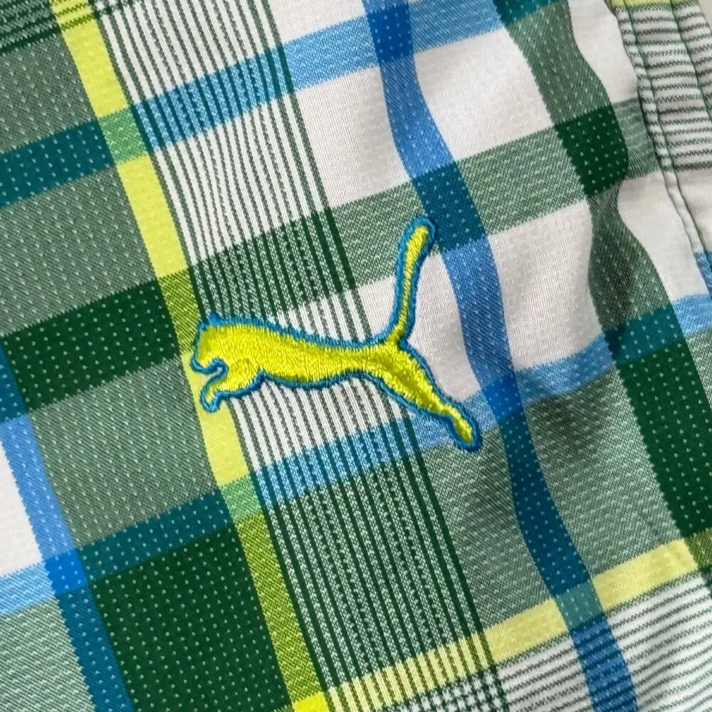 ⭐️Puma Set 2 Men's 34 Plaid Shorts Golf Tech Bermuda & Tech Performance Dry Cell